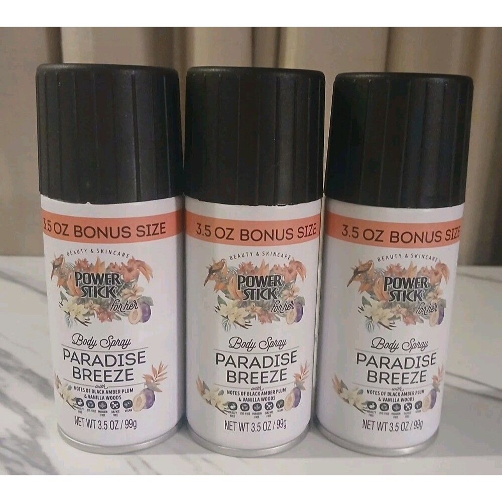 Power Stick Set Of 3 Paradise Breeze Body Spray 3.5 Oz